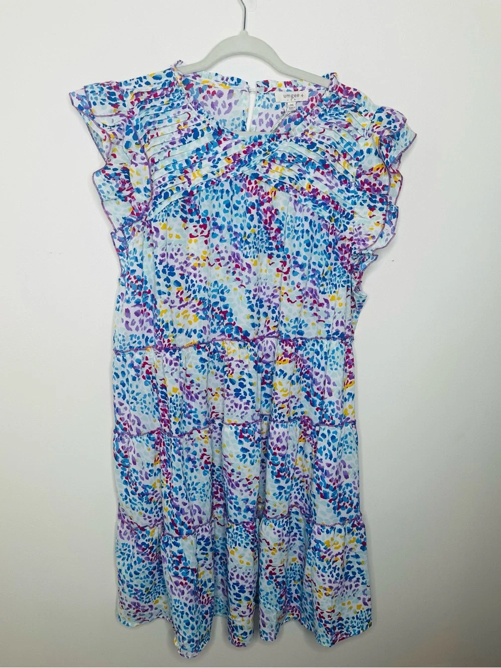 Umgee Plus Size 2XL Colorful Tiered Ruffle Sleeve Dress NWT - Picture 2 of 9